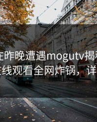 当事人在昨晚遭遇mogutv揭秘，蘑菇影视在线观看全网炸锅，详情直击