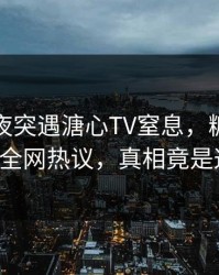 网红深夜突遇溏心TV窒息，糖心Vlog引爆全网热议，真相竟是这样！