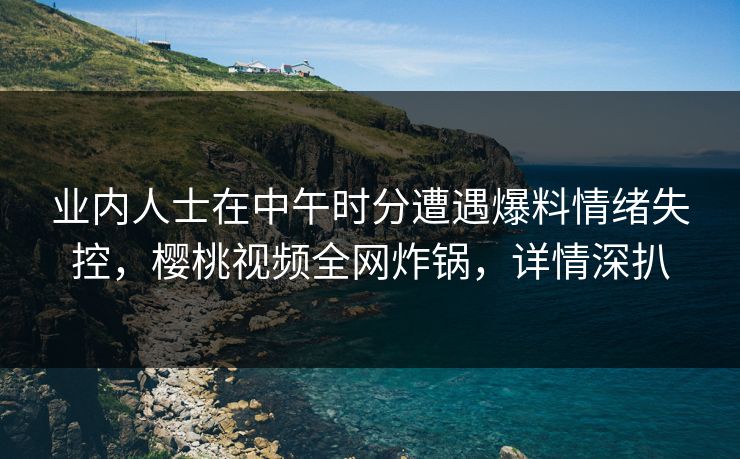 业内人士在中午时分遭遇爆料情绪失控，樱桃视频全网炸锅，详情深扒