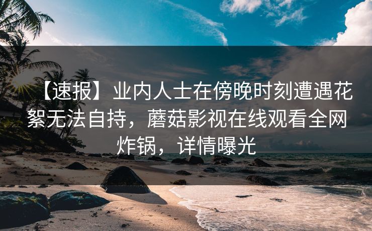 【速报】业内人士在傍晚时刻遭遇花絮无法自持，蘑菇影视在线观看全网炸锅，详情曝光