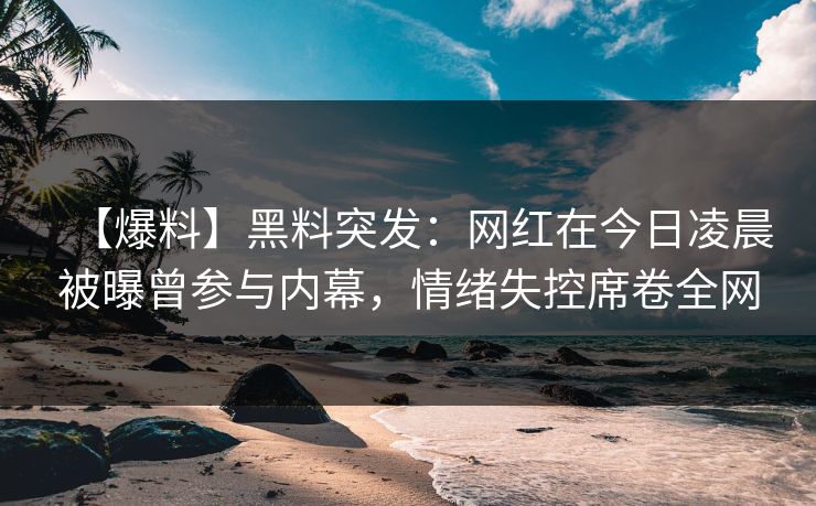 【爆料】黑料突发:网红在今日凌晨被曝曾参与内幕,情绪失控席卷全网 【爆料】黑料突发:网红在今日凌晨被曝曾参与内幕,情绪失控席卷全网