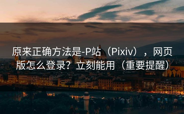 原来正确方法是-P站（Pixiv），网页版怎么登录？立刻能用（重要提醒）