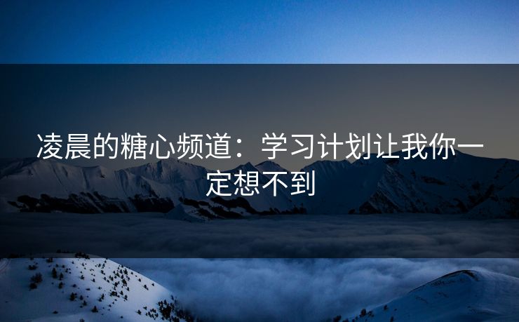 凌晨的糖心频道：学习计划让我你一定想不到